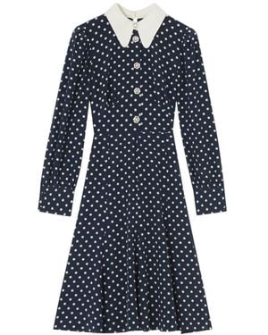 LK Bennett Mathilde & Cream Polka Dot Silk Tea Dress - Blue
