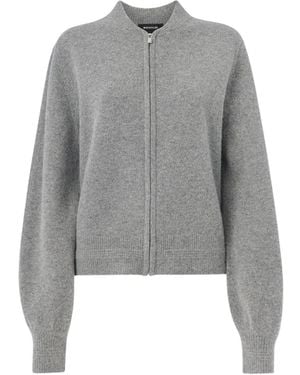 Whistles Women's Zip Front Bomber Knit - Grey