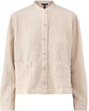 Eileen Fisher Mandarin Collar Shirt Jacket - Natural