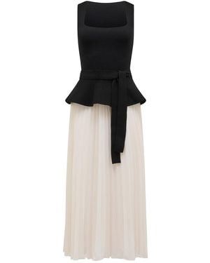Forever New Peony Pleated Mixed Dress - White