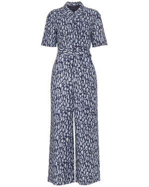 Whistles Women's Leopard Linen Blend Jumpsuit - Blue