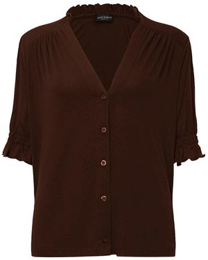 James Lakeland V-Neck Jersey Blouse - Brown