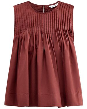 SELECTED Sophia Sleeveless Pleated Top - Red