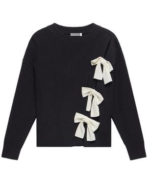 Mint Velvet Women's Bow Detail Jumper - Black