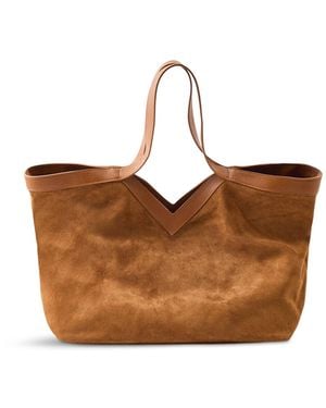 Marlon Vieras Suede Tote Bag Tan - Blue