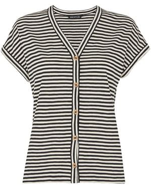 Whistles Women's Jilly Stripe Button Top - Black