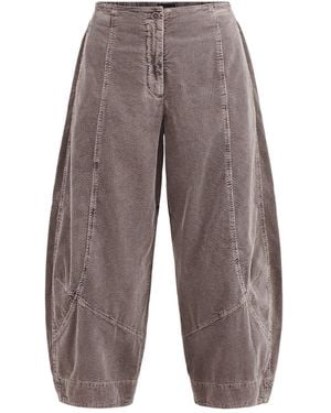 Oska Cropped Jumbo Cord Barrel-Leg Trousers - Grey
