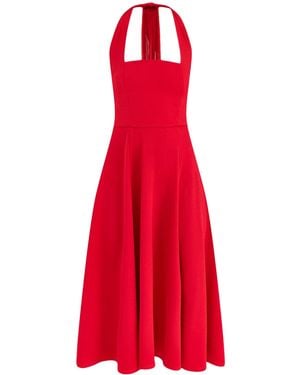 Club L London Auburn Halter Skater Midi Dress - Red