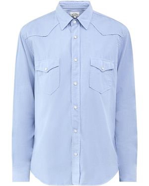 Hartford Long Sleeve Pattern Shirt - Blue