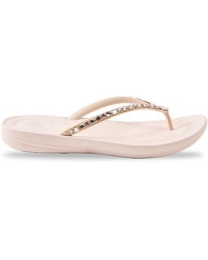 Fitflop Iqushion Multi Crystal Ergonomic Flip Flops Nude Rose - Pink