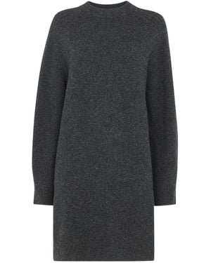 Whistles Ava Round Neck Knitted Dress - Grey