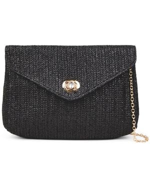 Anna Cecere Raffia Clutch Bag - Black