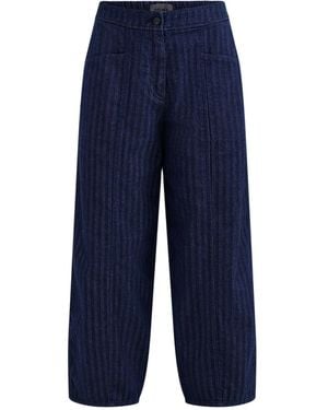 Oska Herringbone Barrel Leg Trousers - Blue