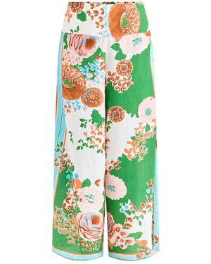 One Hundred Stars Kitsch Bouquet Wide Leg Trousers Multi - White