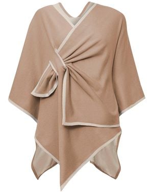James Lakeland Front Knot Poncho - Natural
