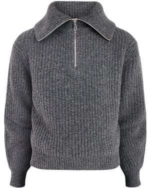 Weekend by Maxmara Laser Zip Neck Jumper - Grey
