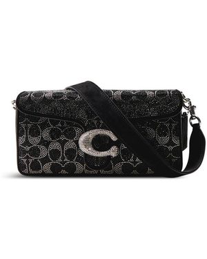 COACH Crystal Suede Shoulder Bag - Black
