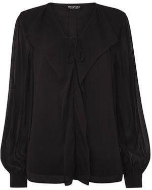 Whistles Sheer Frill Blouse - Black