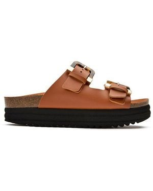 V.Gan Plum Footbed Sandals - Brown