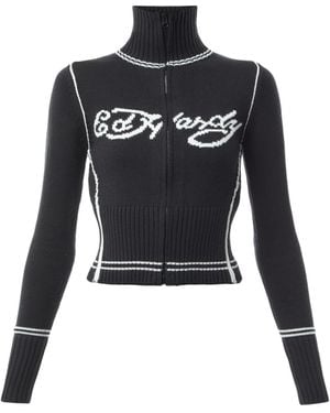 Ed Hardy Women's Life Before Knitted Zip Thru Jacket - Black