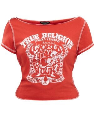True Religion Heritage Slash Neck Tee - Red