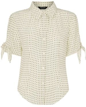Whistles Oval Spot Tie Sleeve Shirt, Wood/Metal - White