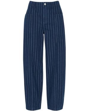 Whistles Pinstripe Barrel Leg Jean, Cotton - Blue