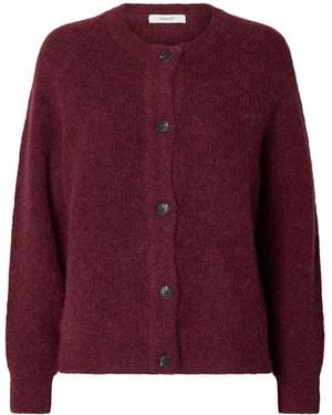 SELECTED Lulu Knit Short Cardigan Burgundy - Purple