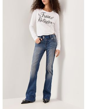 TRUE RELIGION Crystal Ruch Detail Long-Sleeve Tee - Blue