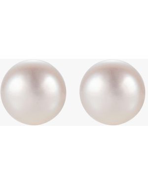 Claudia Bradby Button Pearl Studs - White