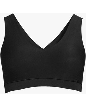 Chantelle Soft Stretch V Neck Padded Crop Top - Black