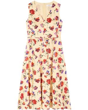 LK Bennett Esme Spot Print Fit & Flare Collared Dress - White