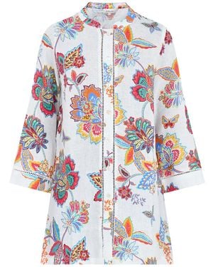 Sahara Botanical Floral Long Sleeve Shirt - White
