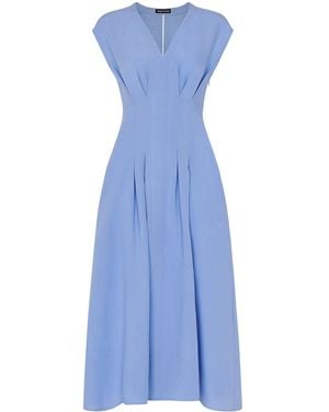 Whistles Panel Linen Blend Dress - Blue