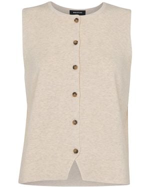 Whistles Lucy Button Front Knit Tank - Natural