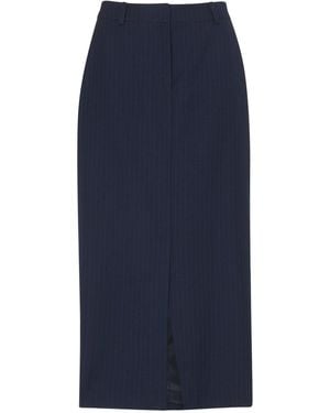 Whistles Pinstripe Tailored Midi Skirt, Polyester - Blue