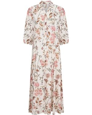 Soya Concept Grace 4 Floral Midi Shirt Dress - White