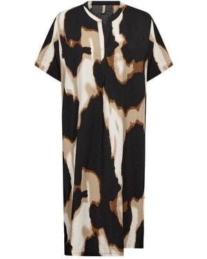 Soya Concept Gladis 2 Short Sleeve Midi Dress Multi - Black