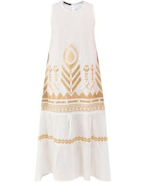 Kori Feather Sleeveless Maxi Dress - White