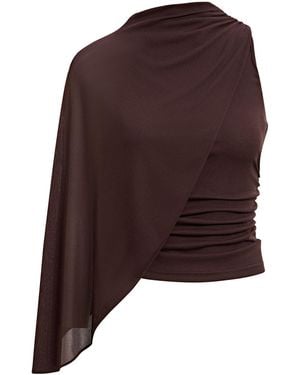Forever New Rosalind Asymmetrical Cape Top - Brown