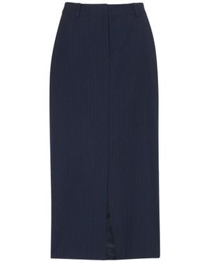 Whistles Pinstripe Tailored Midi Skirt - Blue