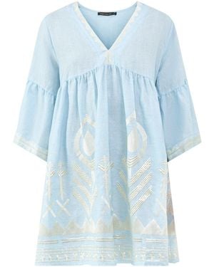 Kori Feather Mini Dress - Blue