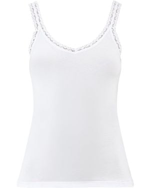 Stripe & Stare Lace Cami Top - White