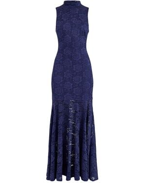 Club L London Esalyn Lace High-Neck Maxi Dress - Blue