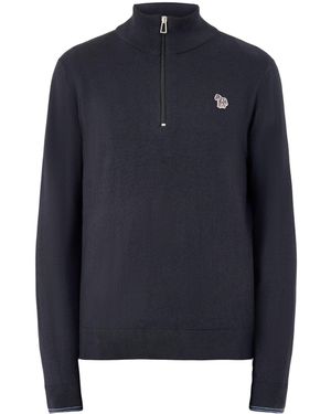 Paul Smith Zebra 1/4 Zip Knitwear - Blue