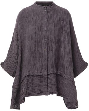 Grizas Women's Crinkled Button Blouse - Grey