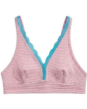 Stripe & Stare Lace Plunge Bralette - Pink