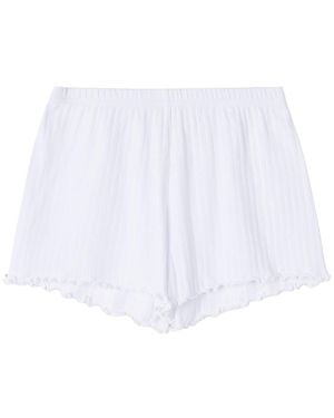 Desmond & Dempsey Pointelle Jersey Pyjama Shorts - White