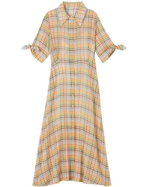 LK Bennett Saffron Gingham Seersucker Shirt Dress - Natural