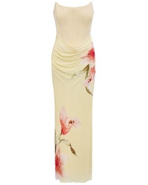 Forever New Isra Printed Strapless Maxi Dress - Metallic